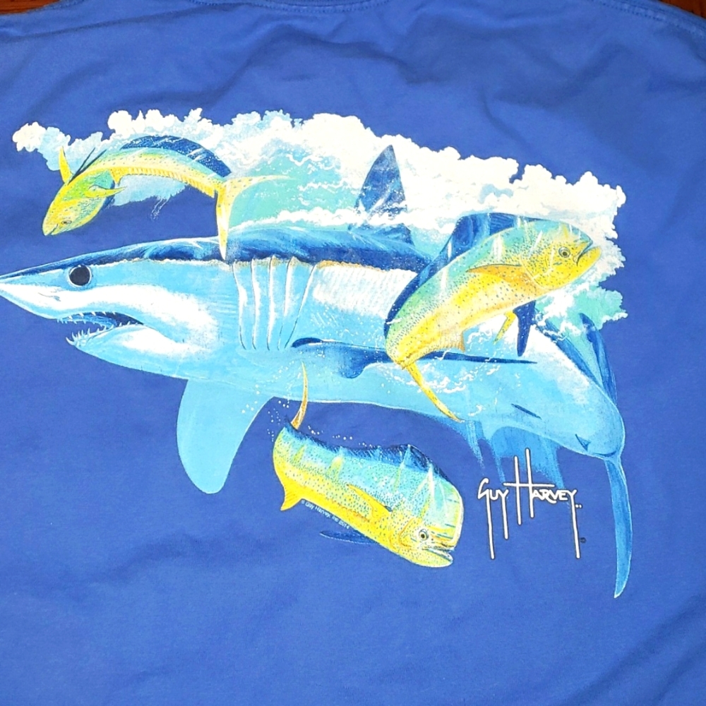 Guy Harvey T-shirt with Shark and Dorado Mahi Mahi Fish